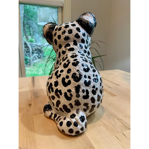 Vintage Mid-Century Majolica Leopard Cub White and Black made in Italy - Picture 4 of 6